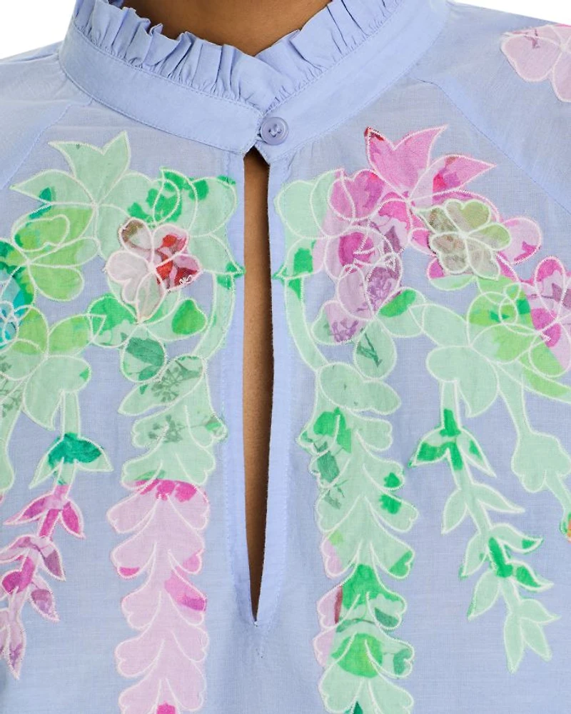 Printed Mandarin Collar Blouse