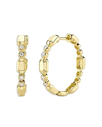 Shy Creation 14K Yellow Gold Bailey Diamond Bezel Geometric Small Hoop Earrings