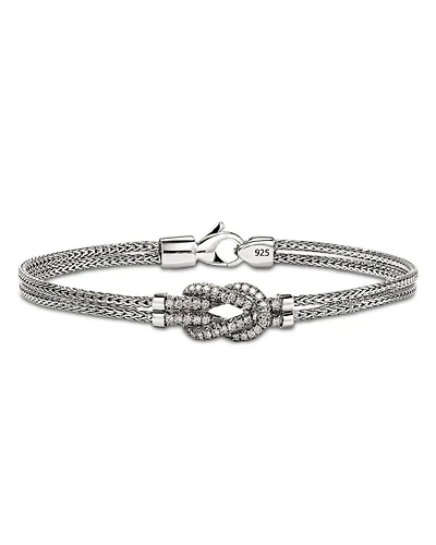 Sterling Silver Love Knot Diamond Bracelet