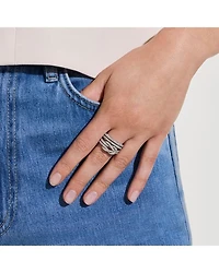 Sterling Silver Love Knot Diamond Multirow Ring
