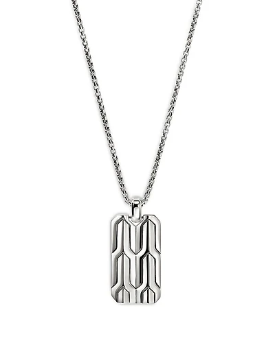 Men's Sterling Silver Icon Dog Tag Pendant Necklace, 22"