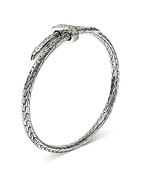 Sterling Silver Spear Diamond Pavé Flex Bypass Cuff Bracelet