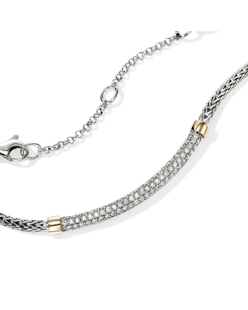 14K Yellow Gold & Sterling Silver JH Essentials Diamond Pavé Collar Necklace, 16-18"
