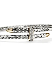 14K Yellow Gold & Sterling Silver Spear Diamond Flex Bypass Cuff Bracelet