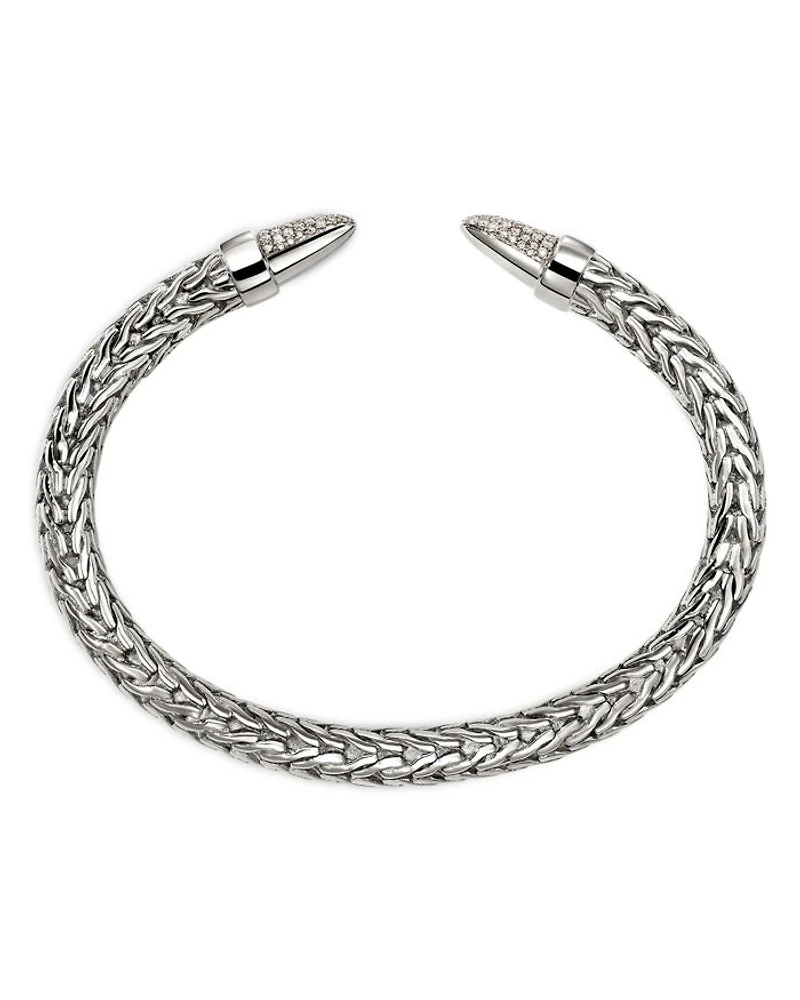 Sterling Silver Spear Diamond Pavé Flex Cuff Bracelet