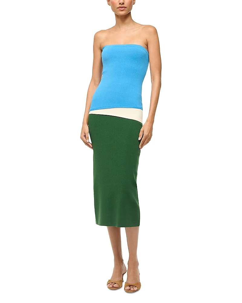 Staud La Serna Color Blocked Midi Dress