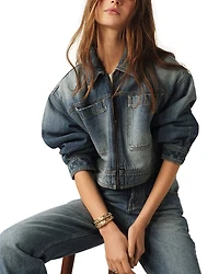 Vinciane Cropped Zip Denim Jacket