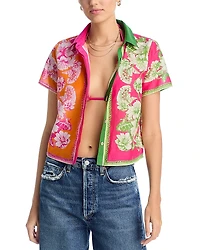 Farm Rio Floral Mixed Scarves Shirt