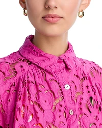 Embroidered Lace Cover-Up Shirt