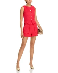 Allen Tweed Fringe Trim Shorts