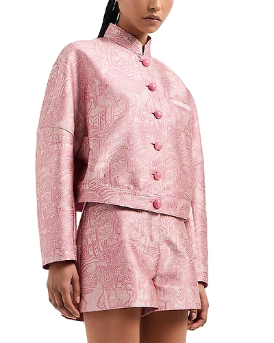 Emporio Armani Landscape Tonal Print Shiny Jacquard Shorts