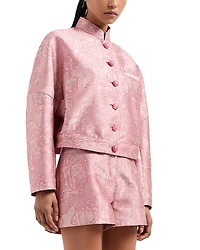 Emporio Armani Landscape Tonal Print Shiny Jacquard Shorts