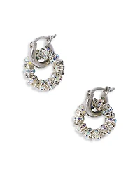 Pearl Octopuss. y Tiny Creoles Crystal Circle Charm Hoop Earrings