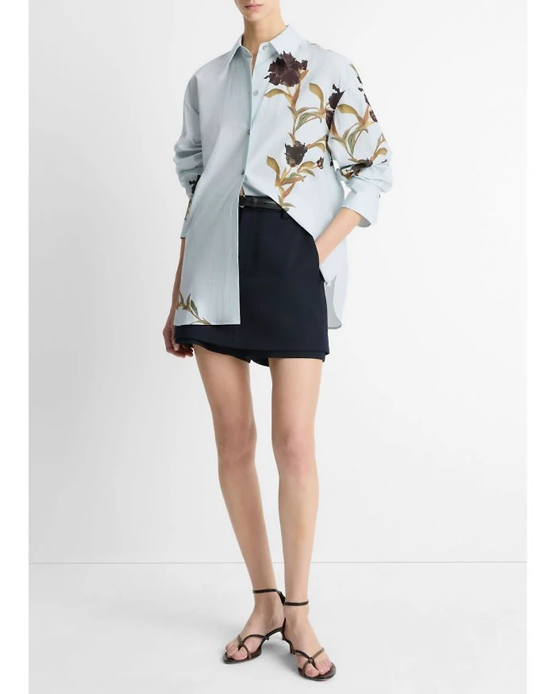 Placed Iris Cotton Button-Front Shirt