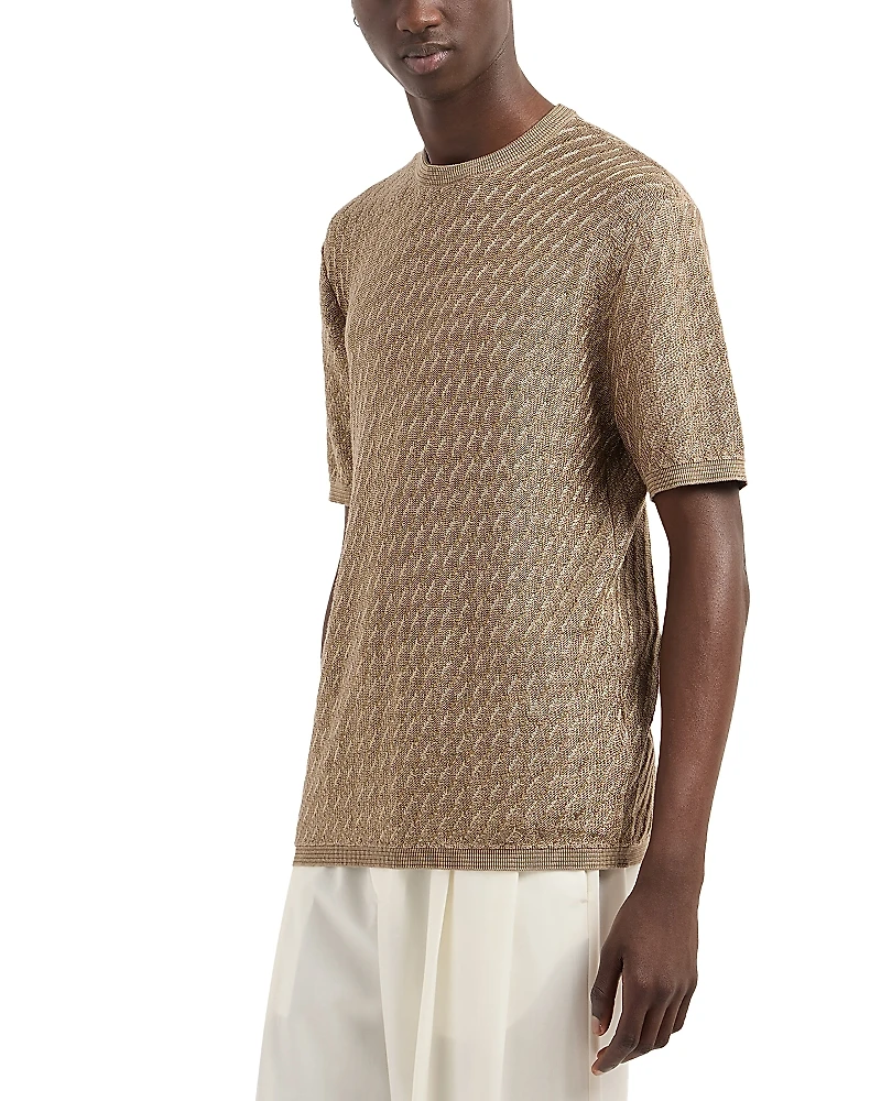 Emporio Armani Jacquard Short Sleeved Pullover Crewneck Sweater