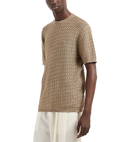 Emporio Armani Jacquard Short Sleeved Pullover Crewneck Sweater