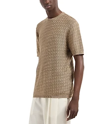 Emporio Armani Jacquard Short Sleeved Pullover Crewneck Sweater