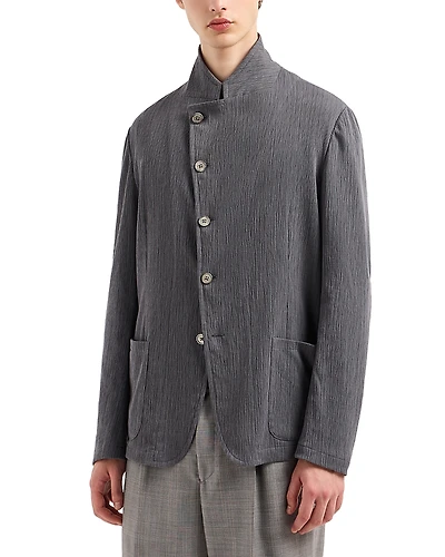 Emporio Armani Regular Fit Asymmetric Cotton Blend Blazer