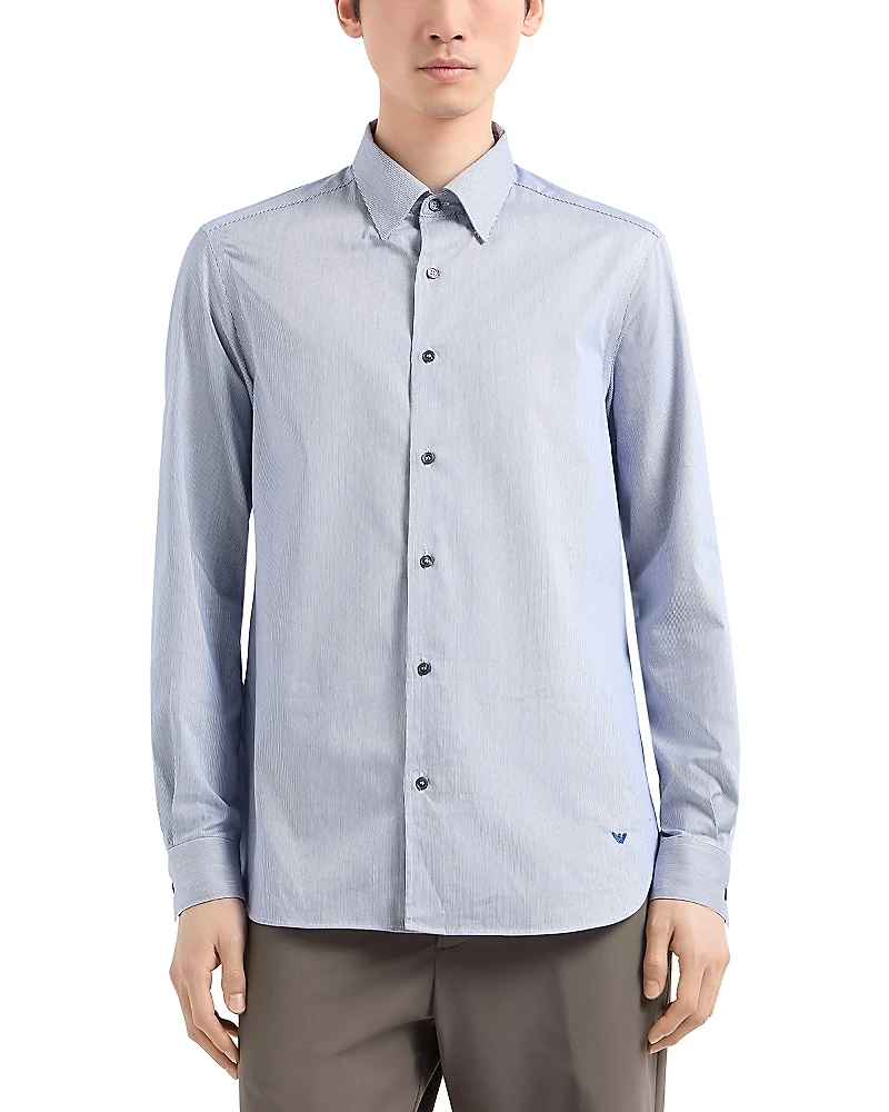 Emporio Armani Striped Regular Fit Button Down Shirt