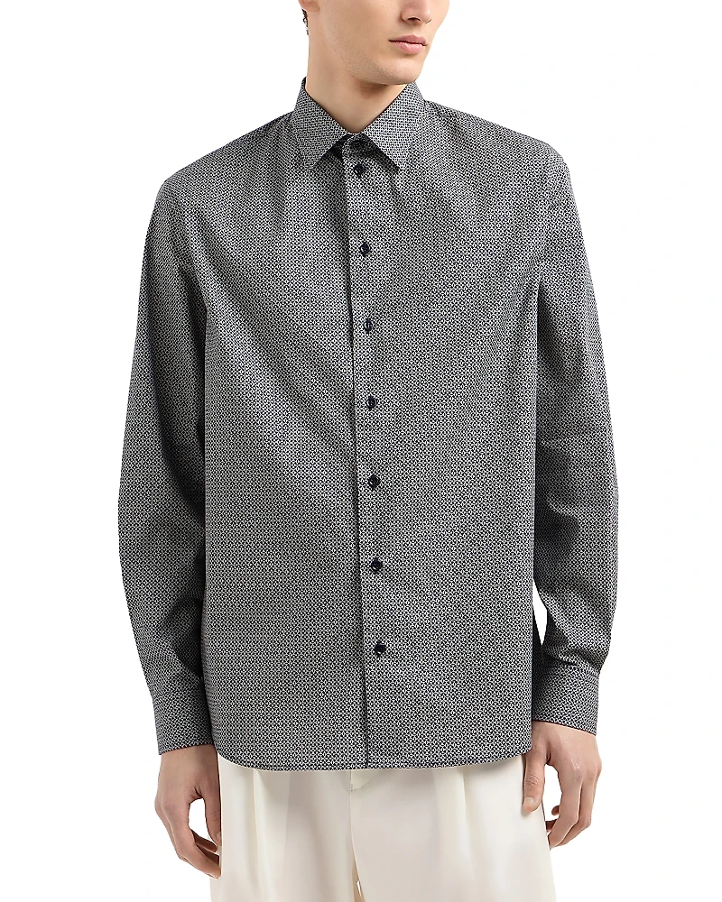 Emporio Armani Regular Fit Geometric Pattern Sport Shirt