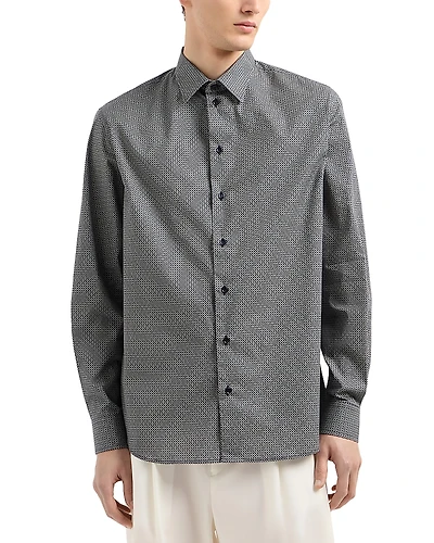 Emporio Armani Regular Fit Geometric Pattern Sport Shirt