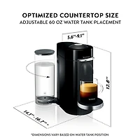 VertuoPlus Deluxe by De'Longhi with Aeroccino Milk Frother, Classic Black