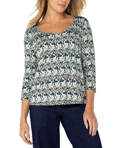 Long Sleeve Shirred Knit Tee