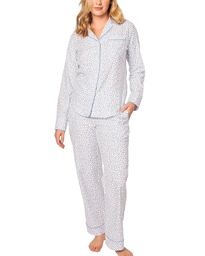 Petite Plume Bluehearts Twill Long Pajama Set