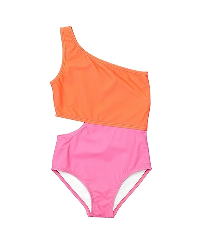 Snapper Rock Candy Colorblock One Shoulder Swimsuit - Big Kid