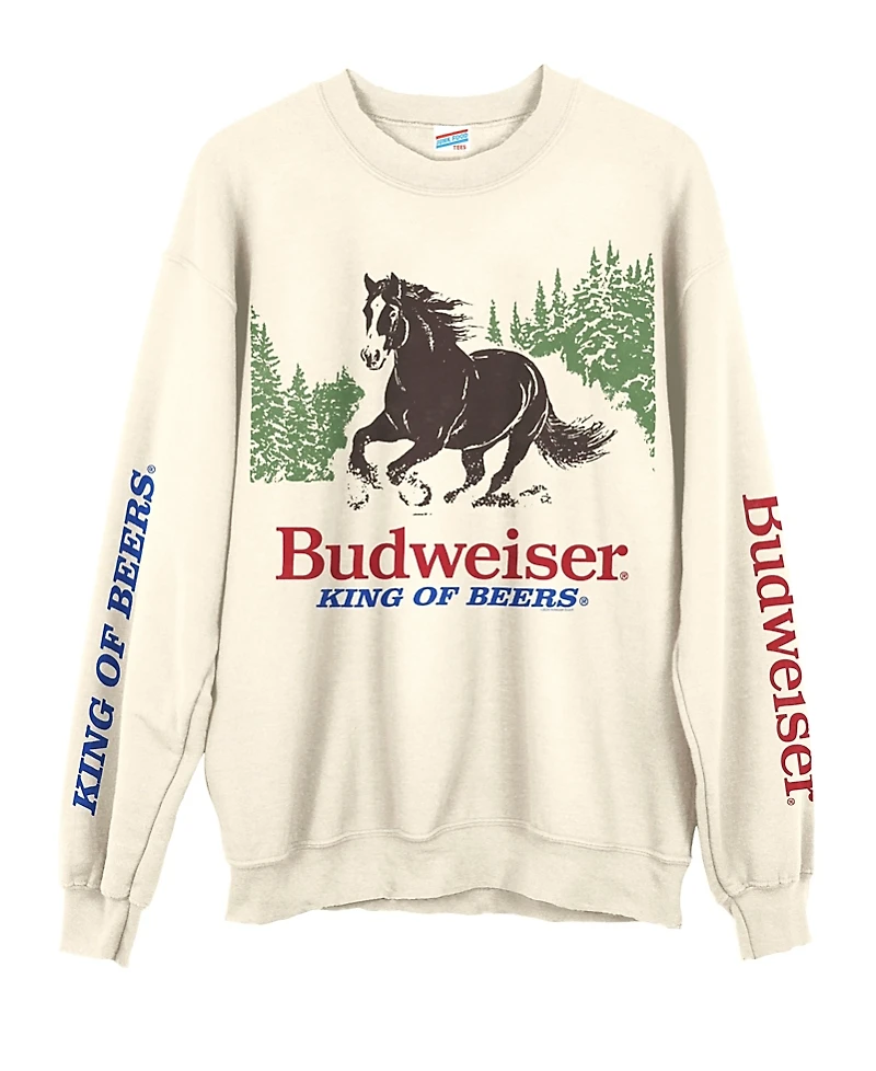 Junk Food Clothing Unisex Budweiser Clydesdale King of Beers Flea Market Fleece Sweatshirt
