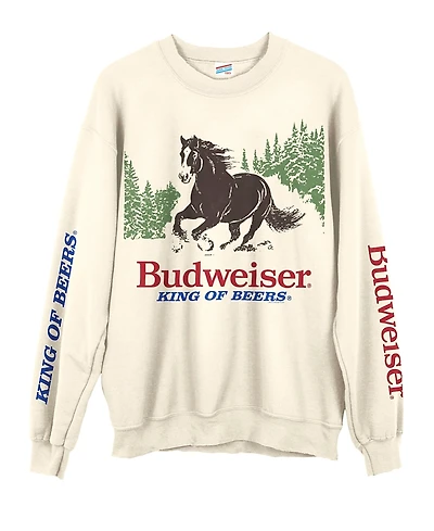 Junk Food Clothing Unisex Budweiser Clydesdale King of Beers Flea Market Fleece Sweatshirt