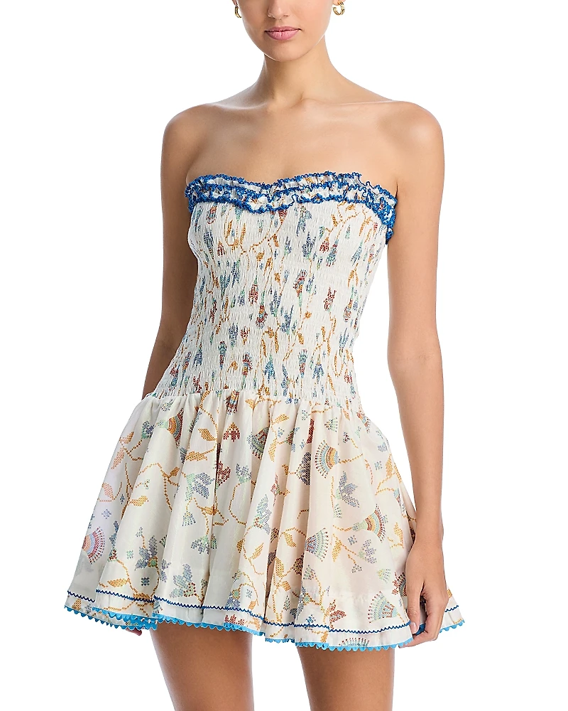 Poupette St. Barth Cory Smocked Strapless Dress