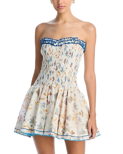 Poupette St. Barth Cory Smocked Strapless Dress