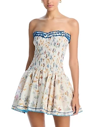 Poupette St. Barth Cory Smocked Strapless Dress