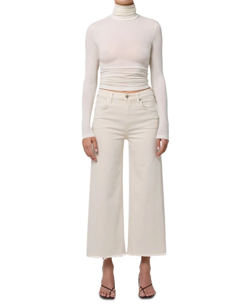 Lyra High Rise Crop Wide Leg Jeans Almondette