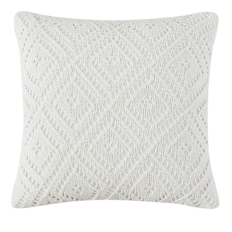 Peri Home Crochet Diamond Decorative Pillow, 20 x 20