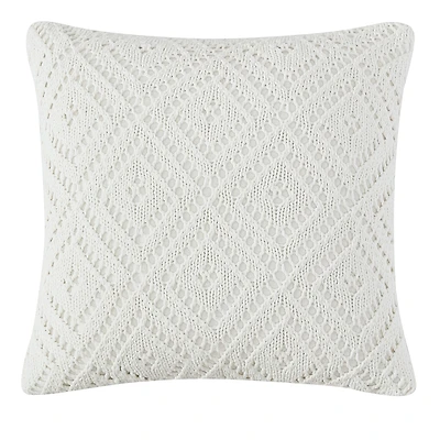 Peri Home Crochet Diamond Decorative Pillow, 20 x 20