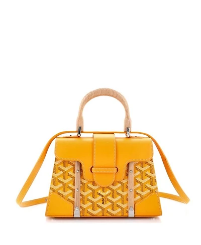 Mini Structured Saigon Top Handle Bag Coated Canvas with Leather