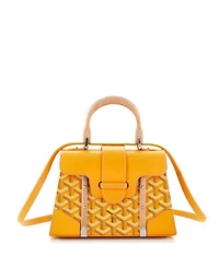 Mini Structured Saigon Top Handle Bag Coated Canvas with Leather