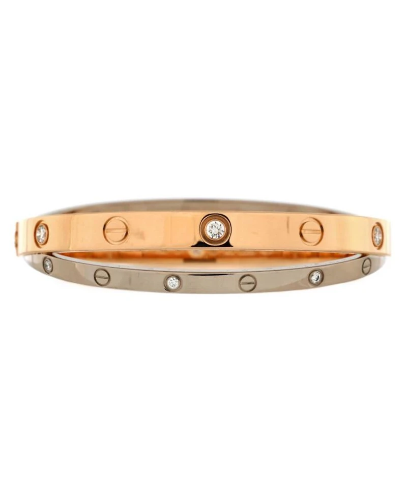 Double Love Bracelet 18K Rose Gold with 18K White Gold with Diamonds