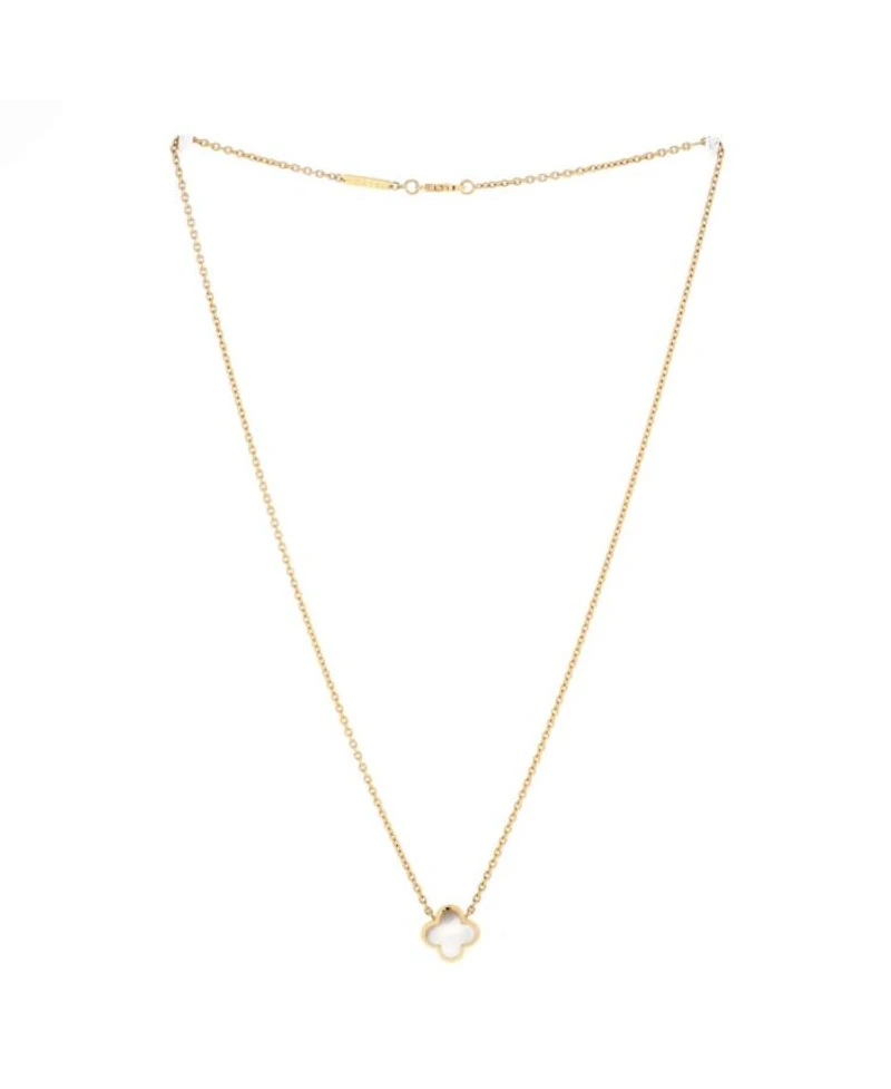 Pure Alhambra Pendant Necklace 18K Gold and Mother of Pearl
