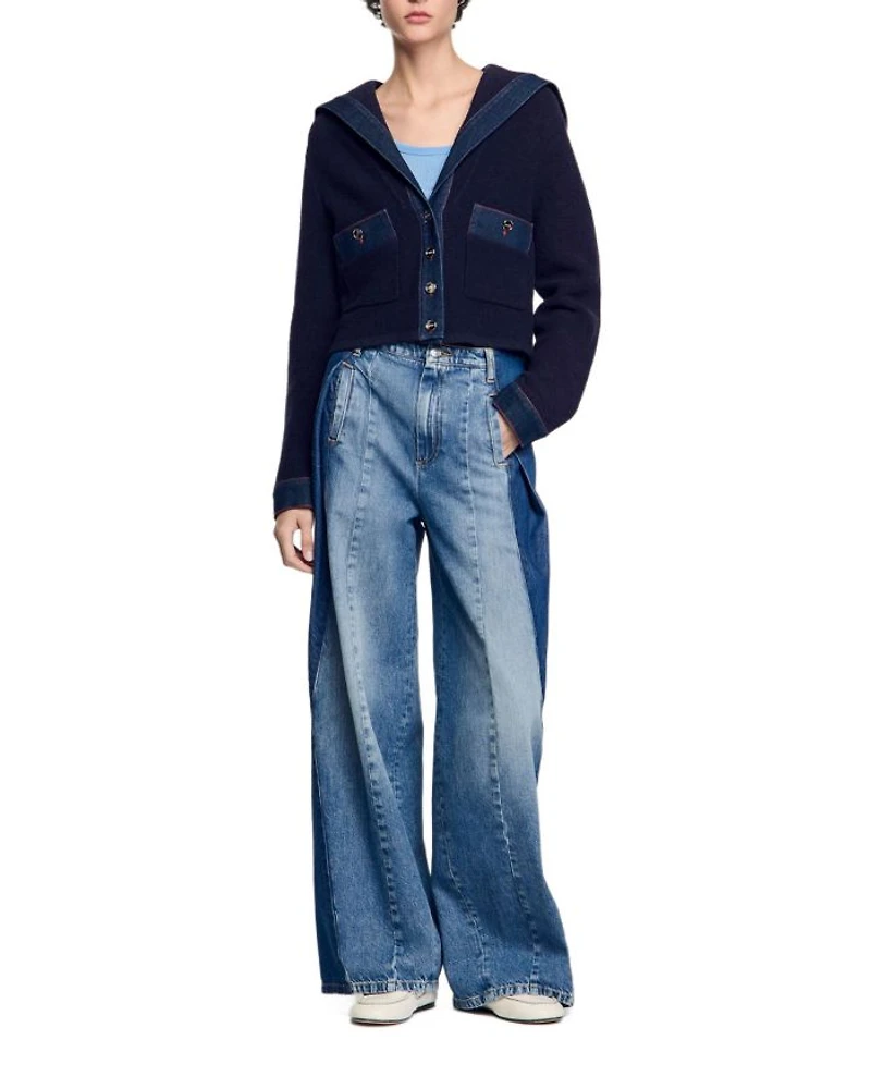 Denim Detail Cardigan