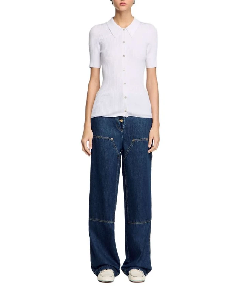 Rib Knit Polo Top