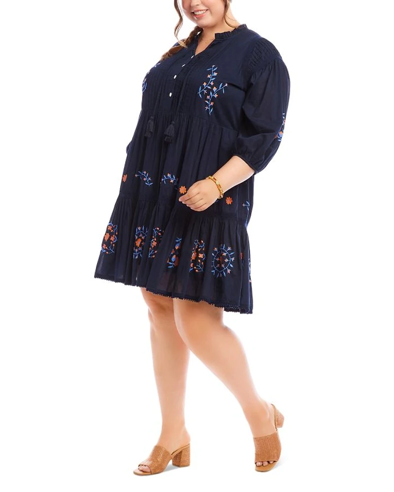 Plus Embroidered Lace Trim Dress