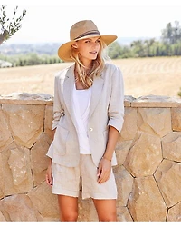 Ruched Sleeve Linen Jacket