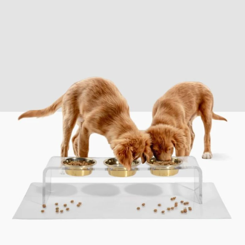 Medium Triple Bowl Pet Feeder, 1 Quart Bowls