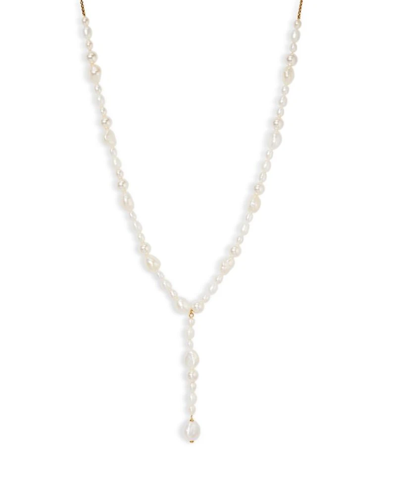 London Multi Pearl Y Necklace, 15"-17"