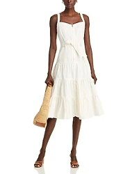 Aqua Denim Tiered Tie Waist Dress - Exclusive