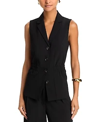 Aqua Back Elastic Button Down Vest - Exclusive