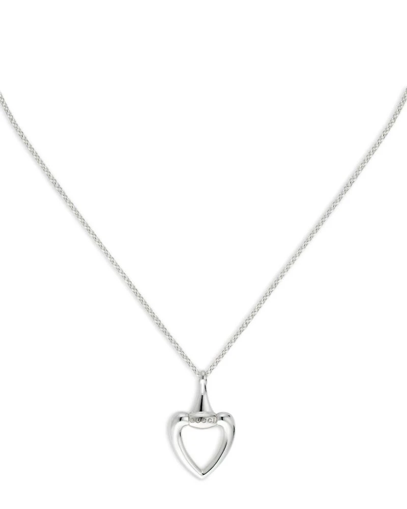 Sterling Silver Gucci Heart Pendant Necklace, 15.7-18"